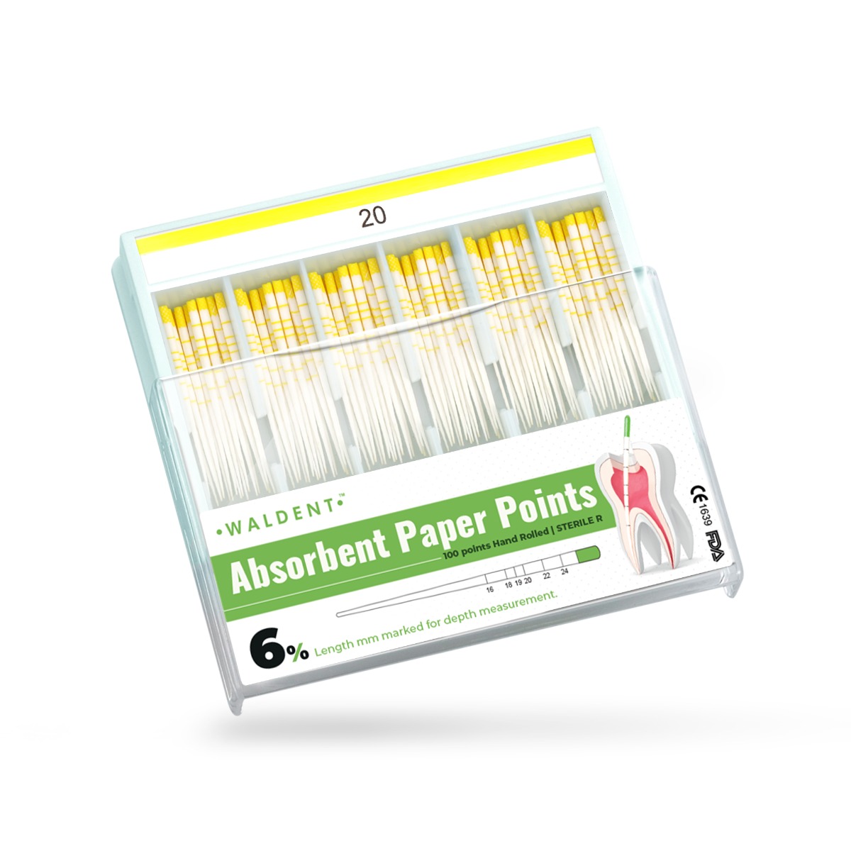 Waldent Paper Points 6% (Length Marked)