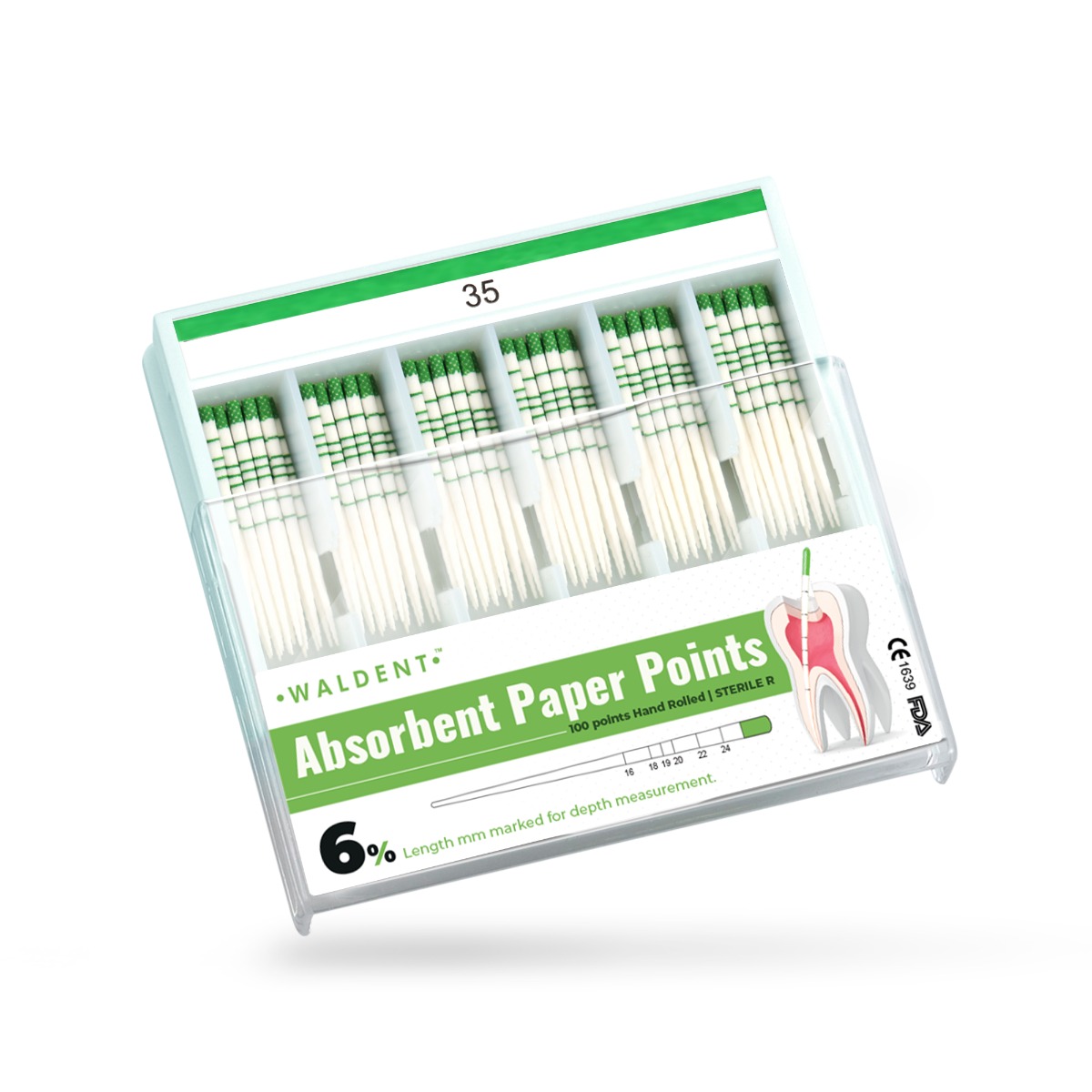 Waldent Paper Points 6% (Length Marked)