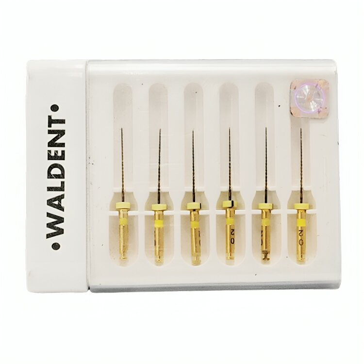 Waldent Wal-flex Gold Rotary Files 21mm - W2 (19/2%) (Pack of 6)