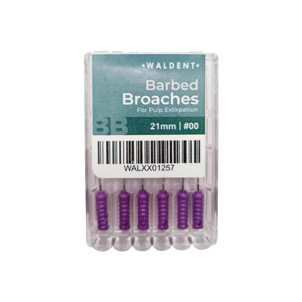 Waldent Barbed Broaches 21mm # 00 (Pack of 6)