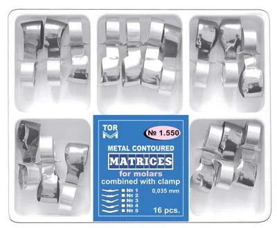 Tor Vm Contoured Metal Matrices Combined With Clamp For Molars (16 pcs) - No 1.550