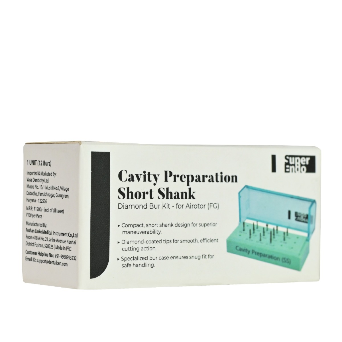 Superendo Cavity Preparation Short Shank Diamond Bur Kit