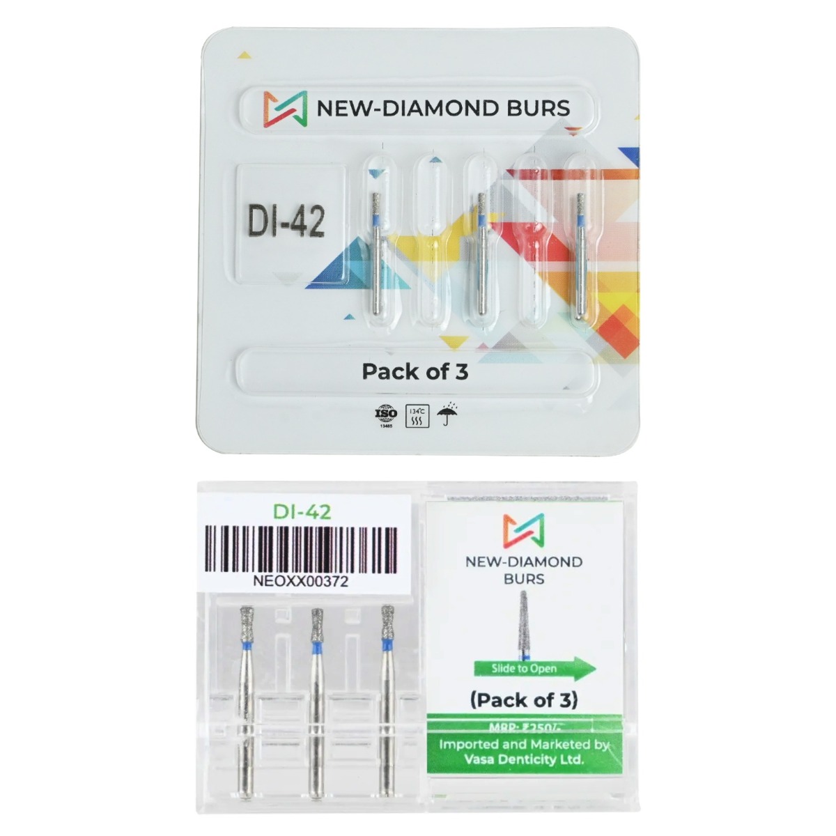 NewDiamond Double Inverted Diamond Bur DI-42 (Pack Of 3)