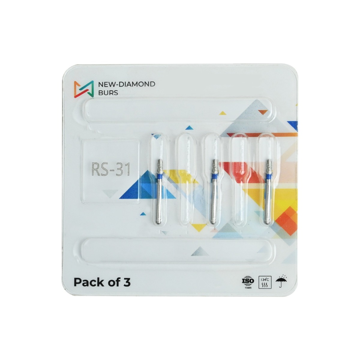 NewDiamond Rounded Shoulder Diamond Bur RS-31 (Pack Of 3)