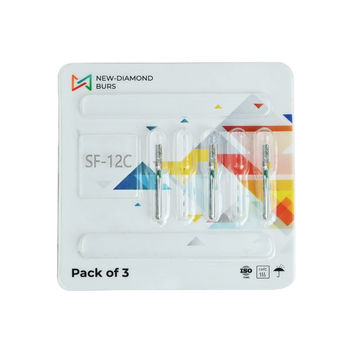 NewDiamond Straight Fissure Diamond Bur SF-12C (Pack of 3)