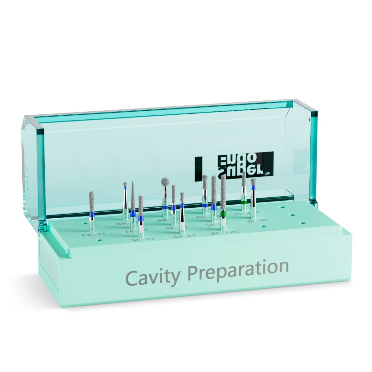 AZDENT Dental Diamond Burs EX-21S Kit - Lingual Fossa & Cavity Occlusion Prep (FG Shank)